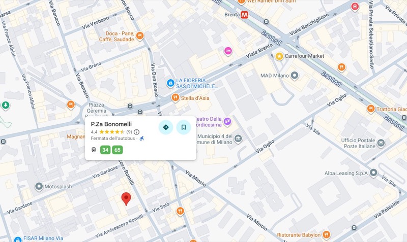 Mappa zona Via Romilli 14, Milano